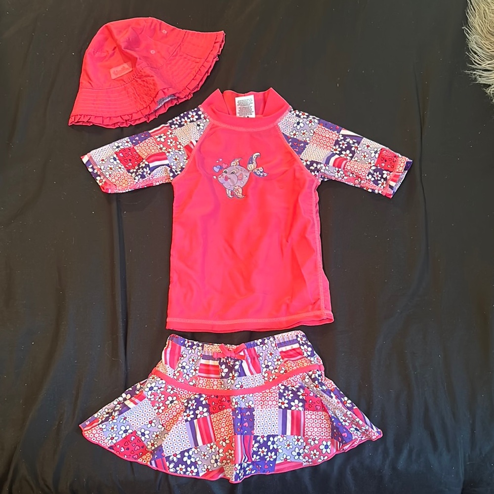 Kids Swim Set - Red Patchwork Design
